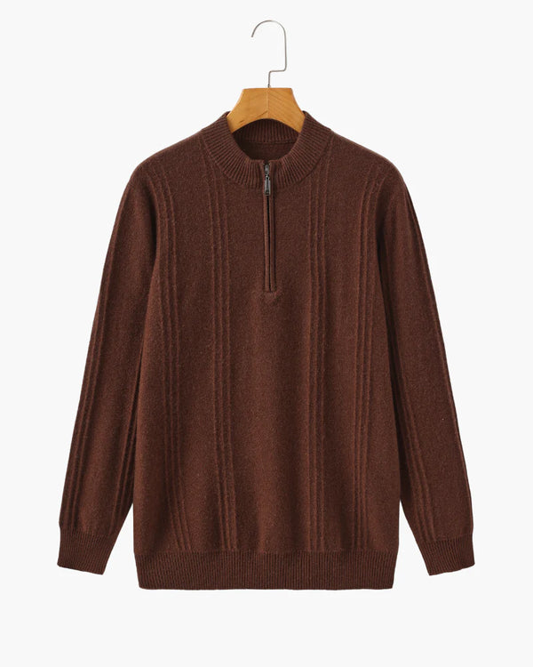 100% Cashmere Ribbed Half Zip hover image